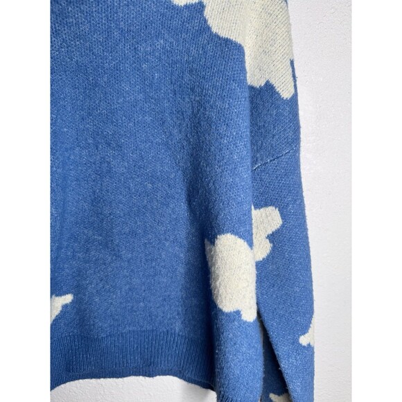 THML Blue Cloud Print Knit Sweater Pullover Women’s Medium - Picture 4 of 14